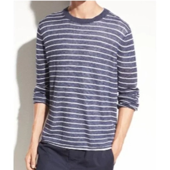 Vince 100% Linen Nautical Striped Long Sleeve Sweater Size Men’s XXL - Picture 11 of 11